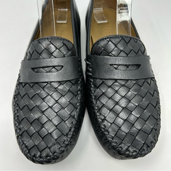 Robert Zur Dark Gray Silver Leather Quality Woven Driving Loafers Size 8.5 - Picture 5 of 14